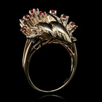 14K Yellow Gold Estate Ruby and Diamond Ring