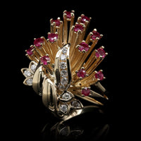 14K Yellow Gold Estate Ruby and Diamond Ring