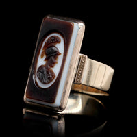 Vintage 14K Yellow Gold Estate Hardstone Intaglio Ring