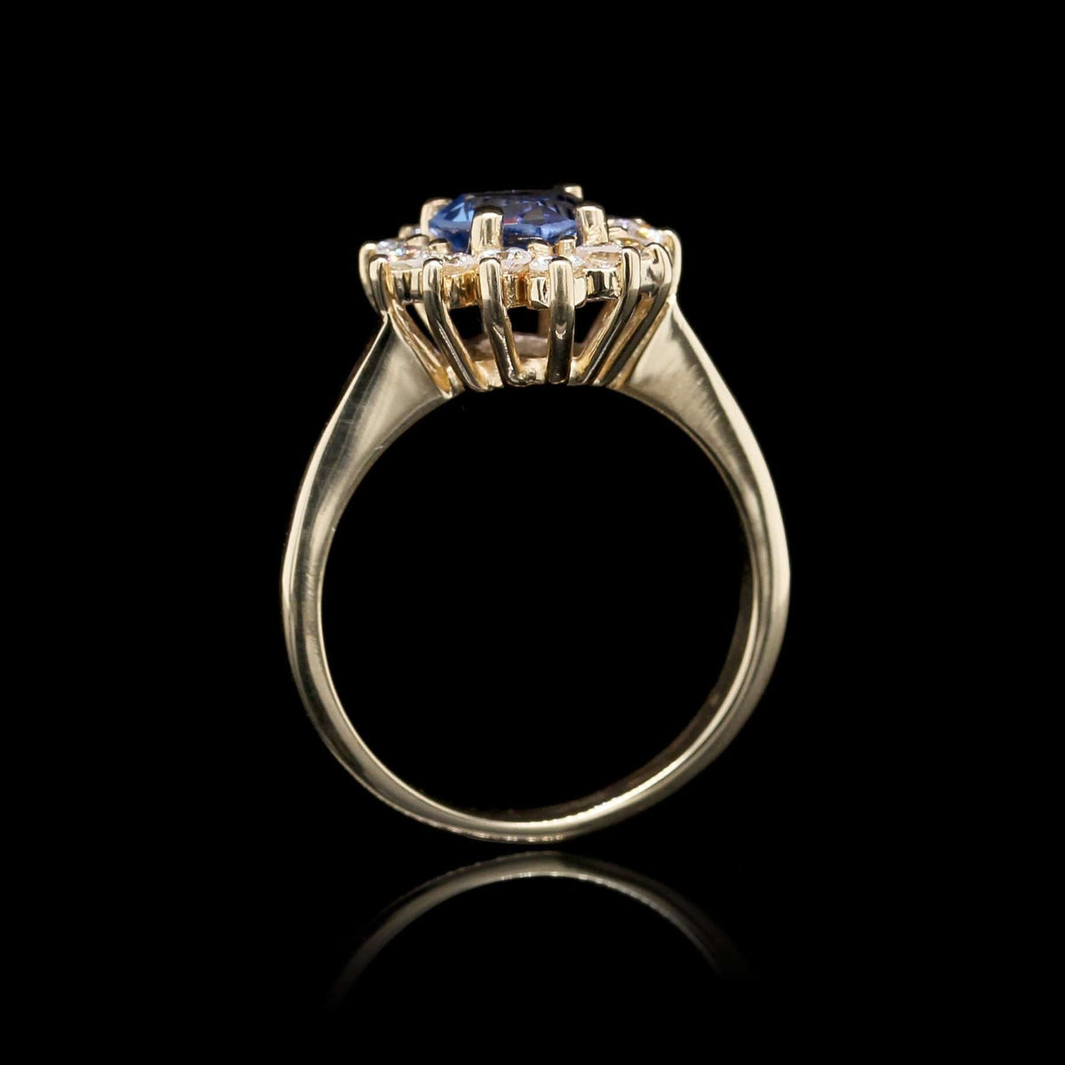 14K Yellow Gold Estate Sapphire and Diamond Ring