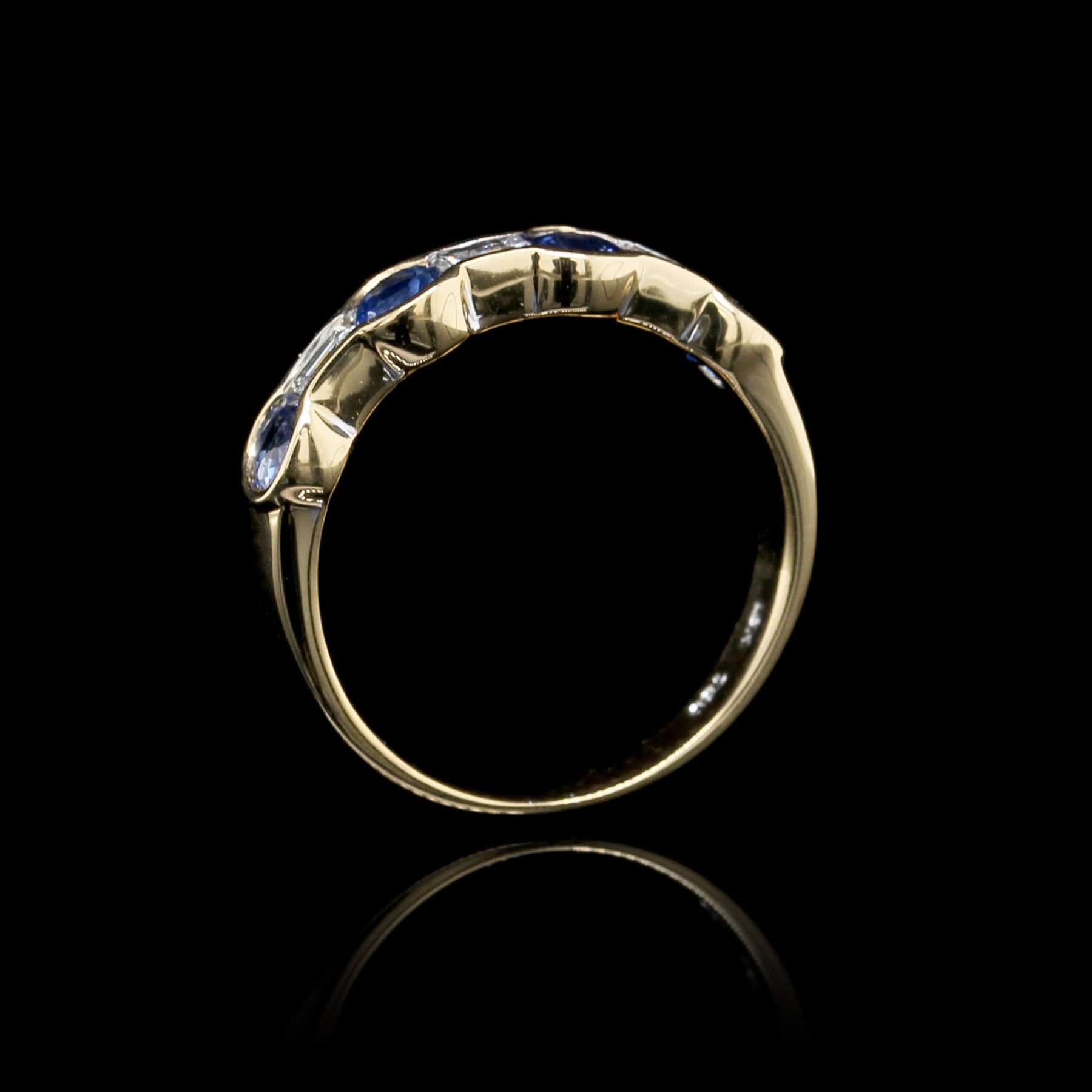 18K Yellow Gold Estate Sapphire and Diamond Ring
