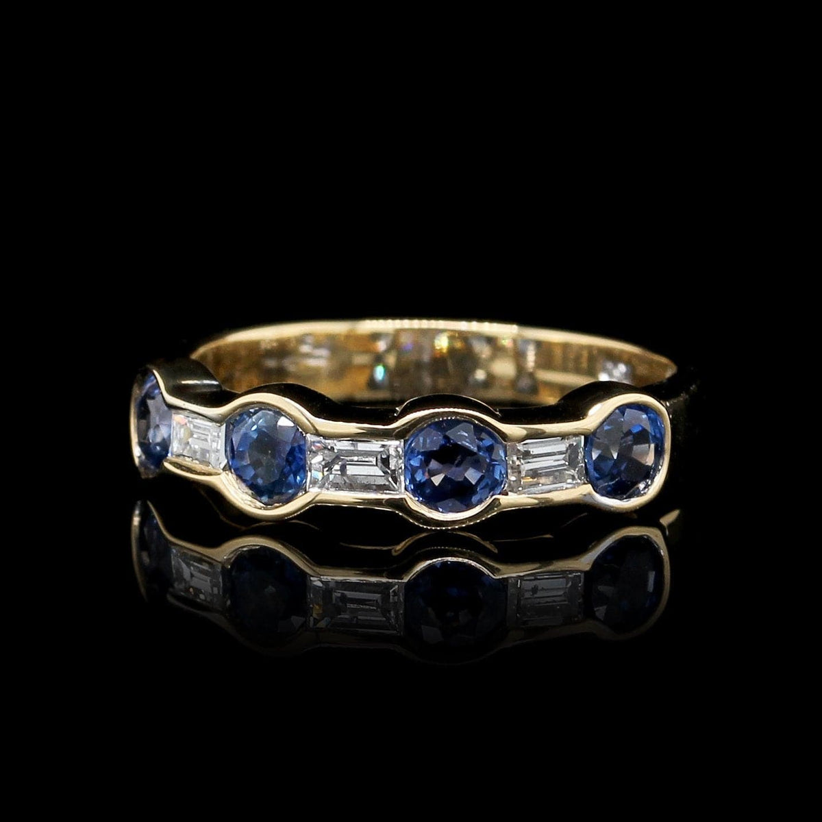 18K Yellow Gold Estate Sapphire and Diamond Ring