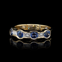 18K Yellow Gold Estate Sapphire and Diamond Ring