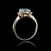 14K Yellow Gold Estate Aquamarine and Diamond Ring