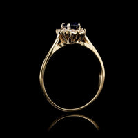 14K Yellow Gold Estate Sapphire and Diamond Ring