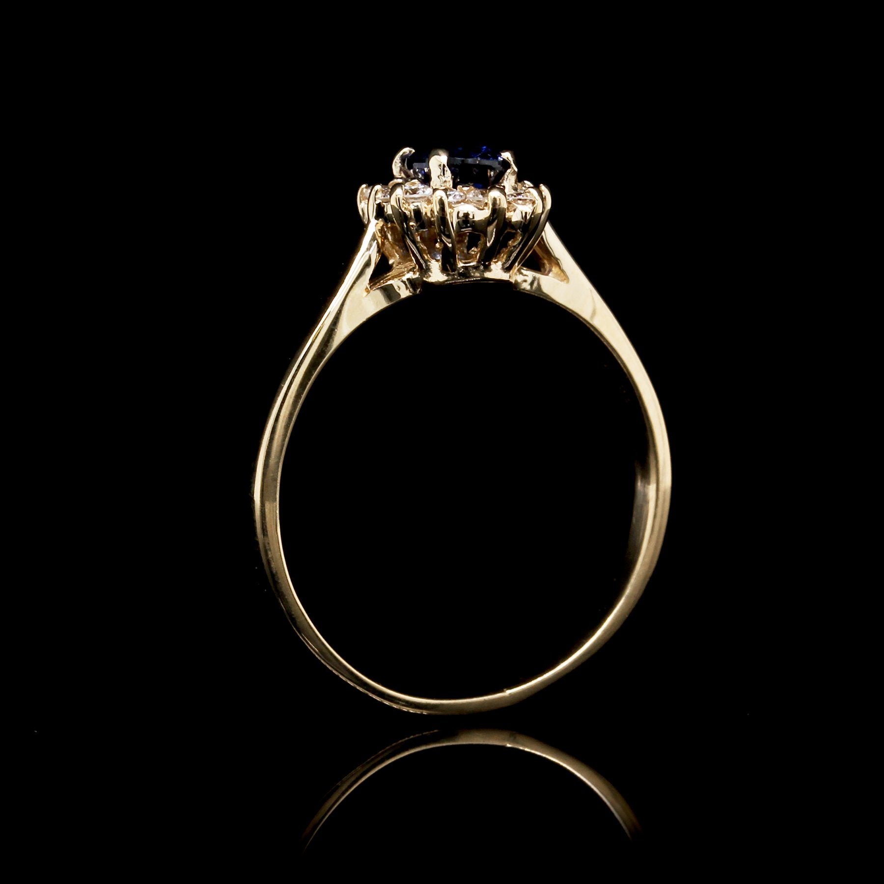 14K Yellow Gold Estate Sapphire and Diamond Ring