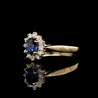 14K Yellow Gold Estate Sapphire and Diamond Ring
