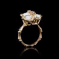 14K Yellow Gold Estate Opal and Diamond Ring