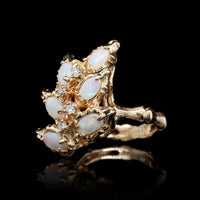 14K Yellow Gold Estate Opal and Diamond Ring