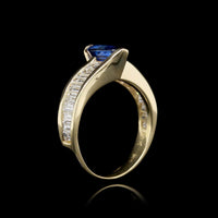 18K Yellow Gold Estate Sapphire and Diamond Ring