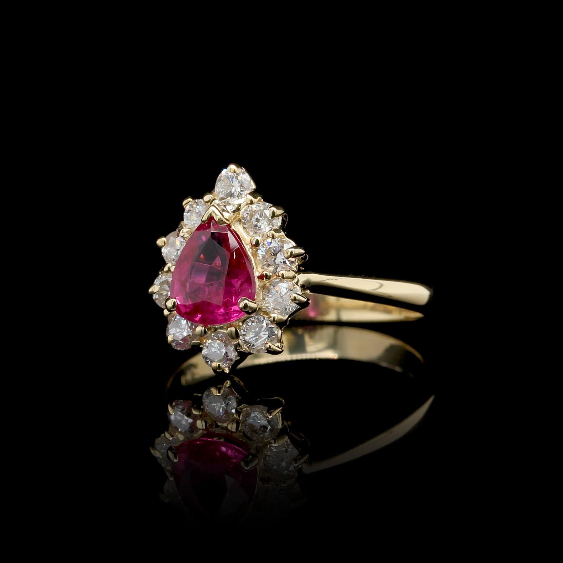 14K Yellow Gold Estate Ruby and Diamond Ring