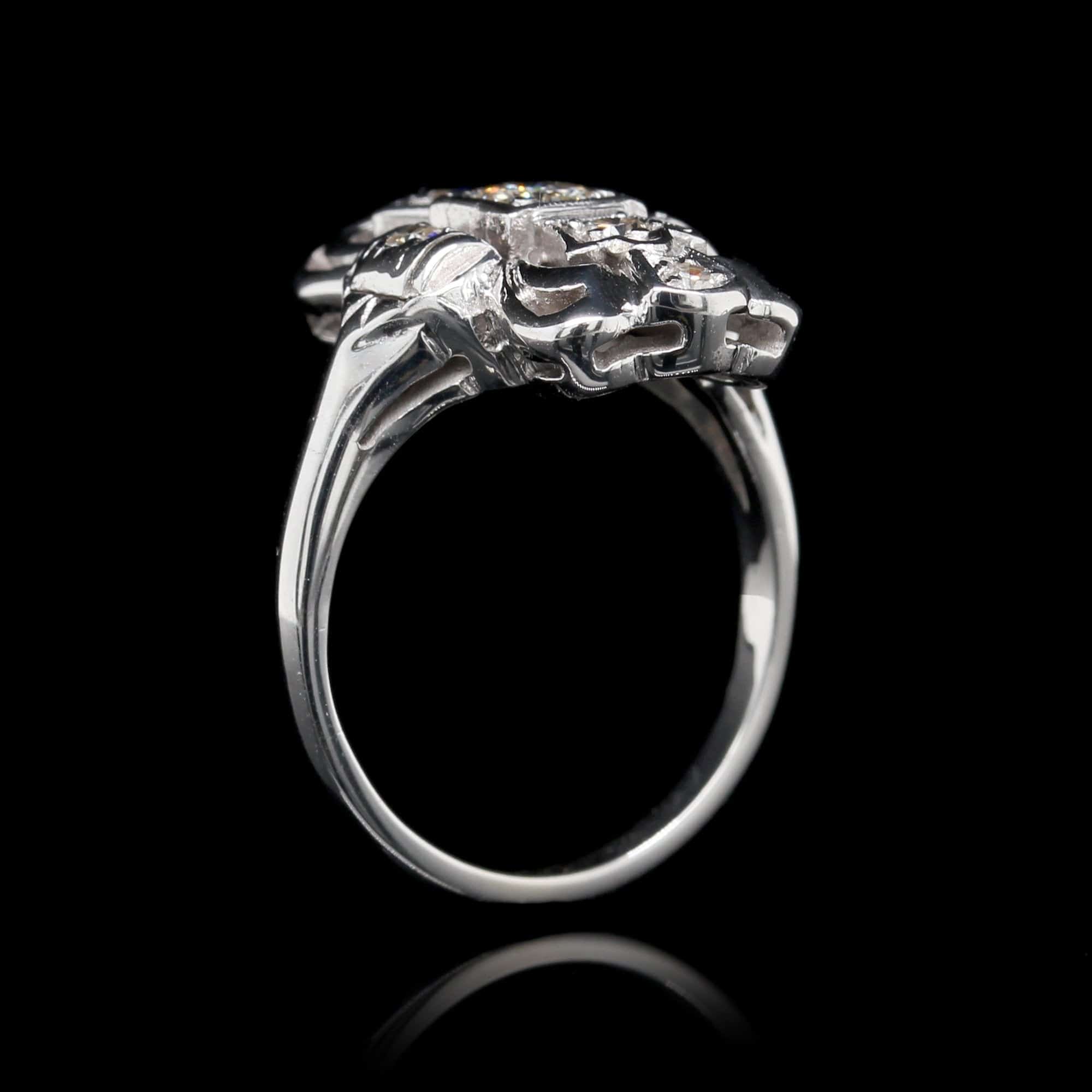 Vintage 14K White Gold Diamond Ring