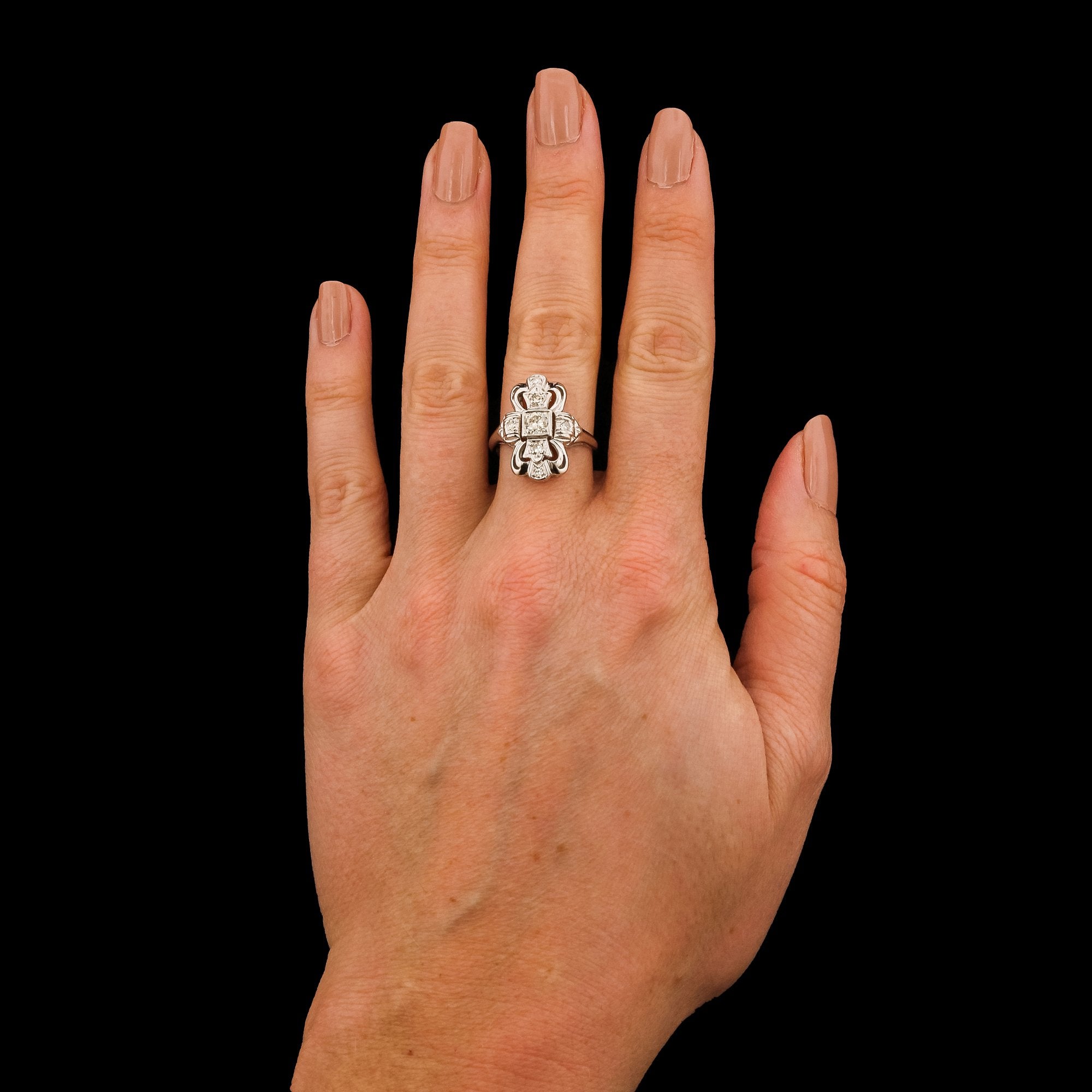 Vintage 14K White Gold Diamond Ring