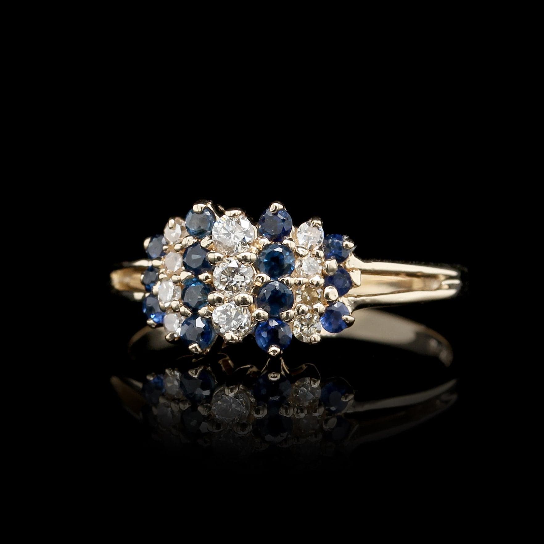 14K Yellow Gold Estate Sapphire and Diamond Ring