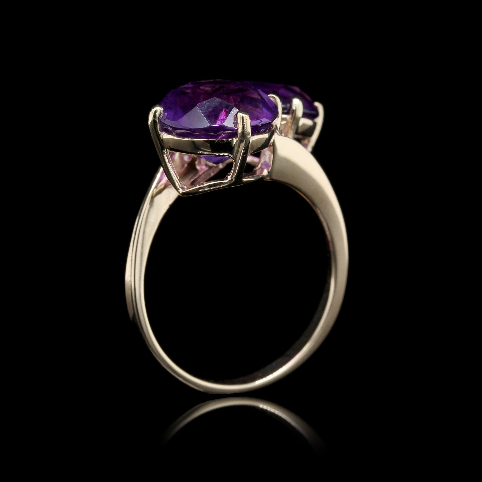 14K Yellow Gold Estate Amethyst Bypass Ring