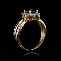 14K Yellow Gold Estate Sapphire and Diamond Ring