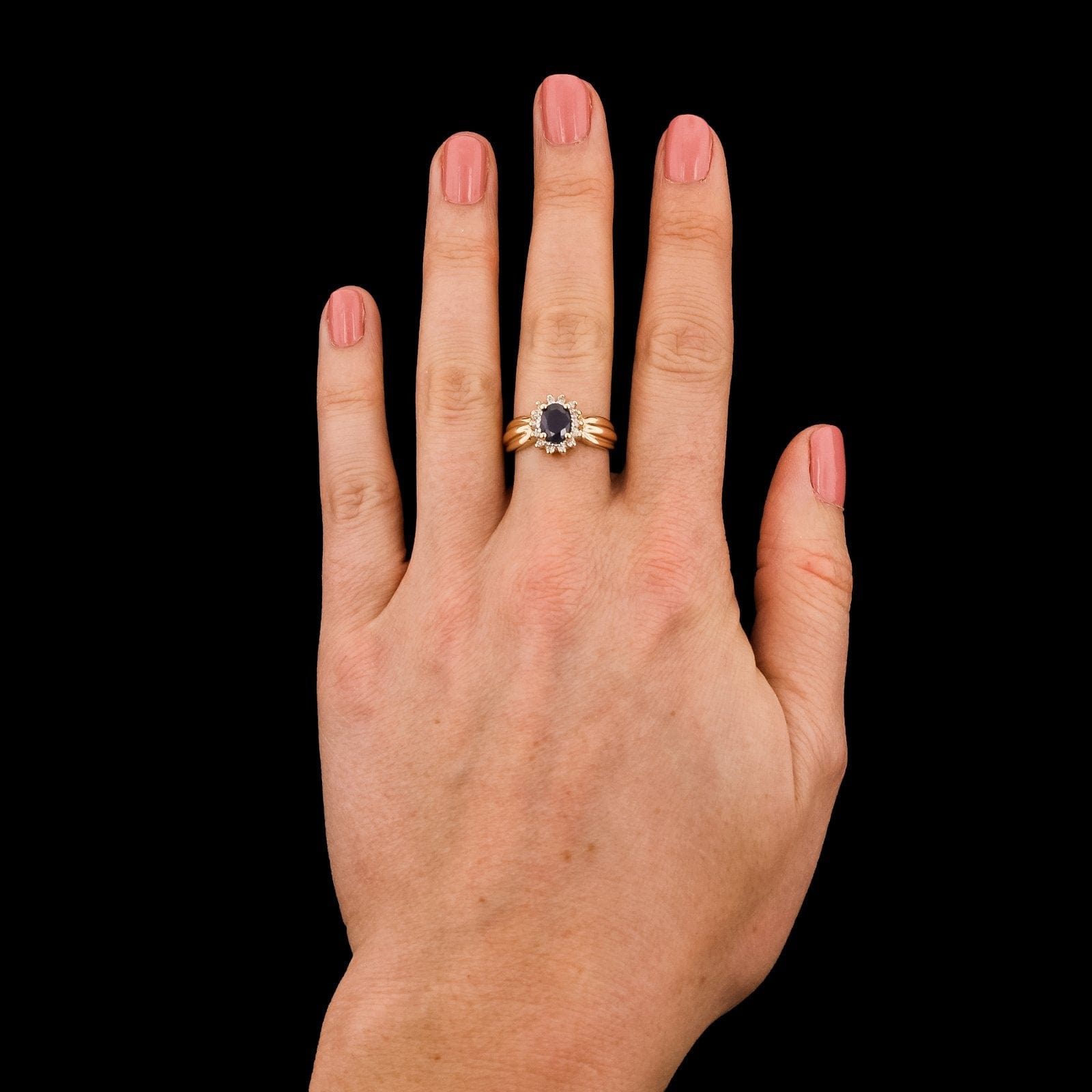 14K Yellow Gold Estate Sapphire and Diamond Ring