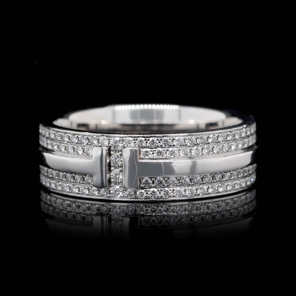 Tiffany and Co. True T Narrow Ring 18k Rose Gold with Diamonds For Sale at  1stDibs | true narrow ring, tiffany t true diamond ring