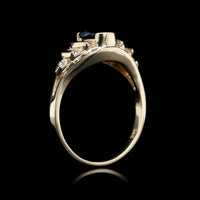 14K Yellow Gold Estate Sapphire and Diamond Ring