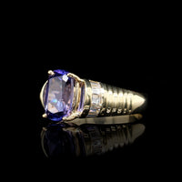 14K Yellow Gold Estate Tanzanite and Diamond Ring