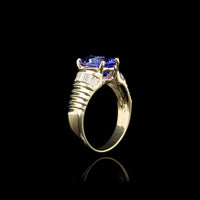 14K Yellow Gold Estate Tanzanite and Diamond Ring