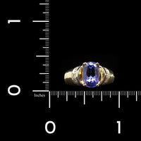 14K Yellow Gold Estate Tanzanite and Diamond Ring