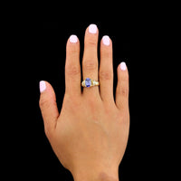 14K Yellow Gold Estate Tanzanite and Diamond Ring