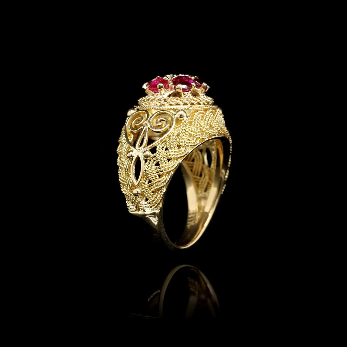 18K Yellow Gold Estate Ruby and Diamond Ring