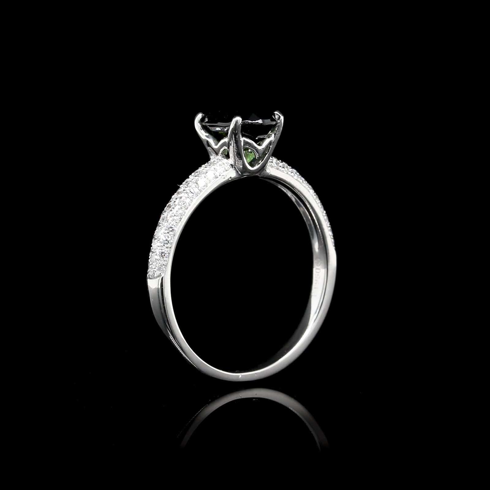 Platinum Estate Green Tourmaline and Diamond Ring