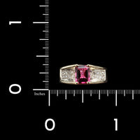 14K Yellow Gold Estate Pink Tourmaline and Diamond Ring