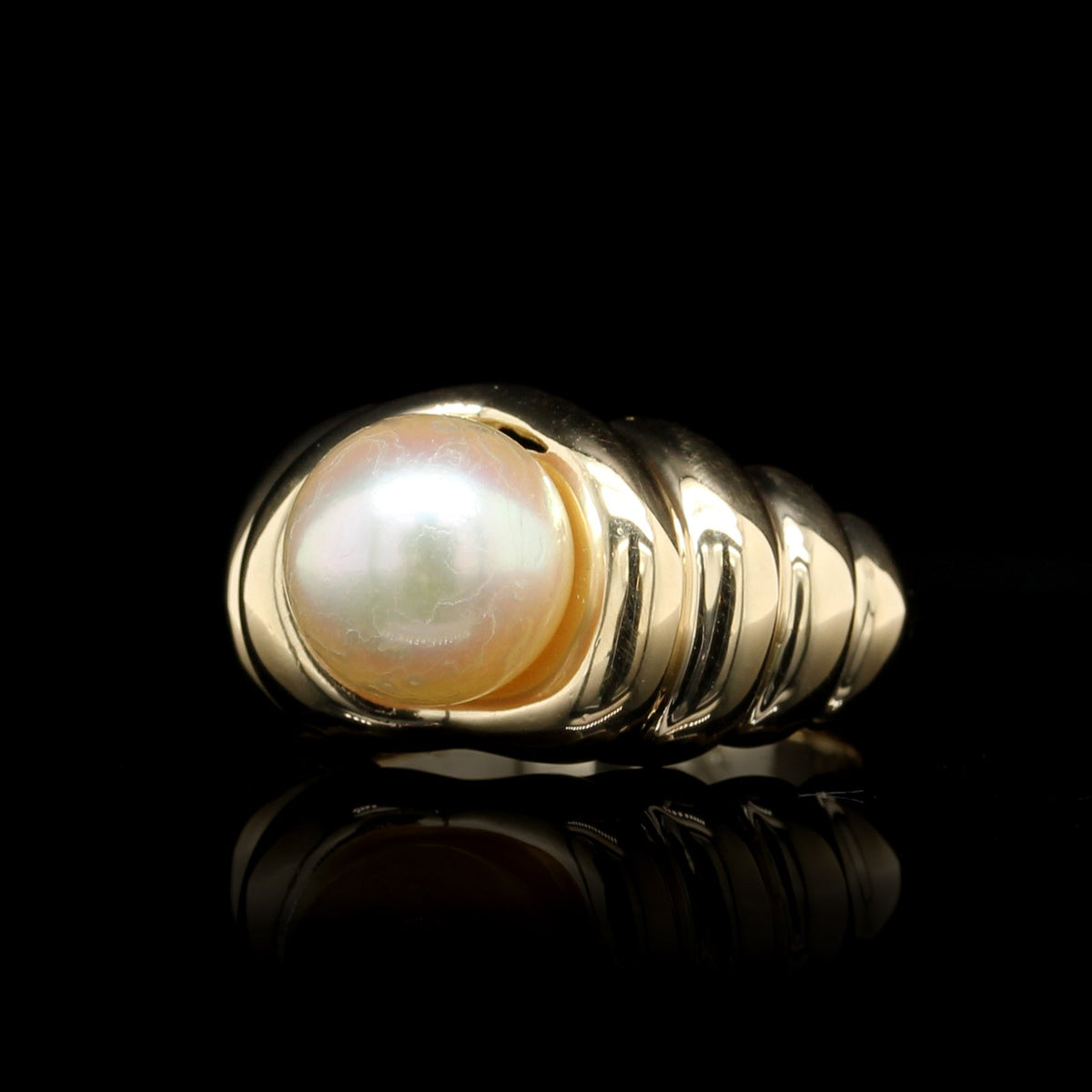 14K Yellow Gold Estate Cultured Pearl Ring