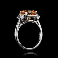 Platinum Estate Golden Sapphire and Diamond Ring