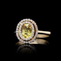 14K Yellow Gold Estate Yellow Sapphire and Diamond Ring