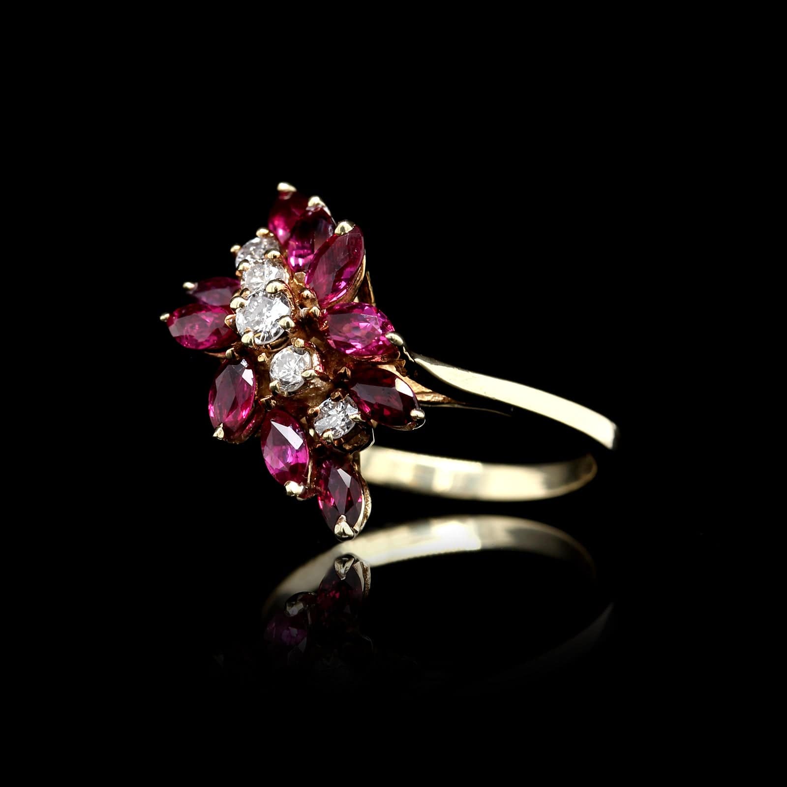 14K Yellow Gold Estate Ruby and Diamond Ring