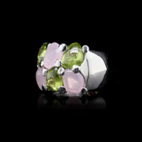 Girovi 18K White Gold Estate Peridot and Rose Quartz Ring