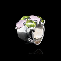 Girovi 18K White Gold Estate Peridot and Rose Quartz Ring