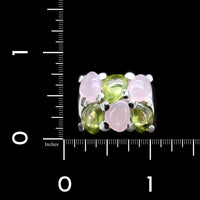 Girovi 18K White Gold Estate Peridot and Rose Quartz Ring