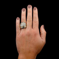 John Hardy Sterling Silver and 18K Yellow Gold Estate Diamond Deco Dot Dome Ring
