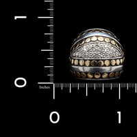 John Hardy Sterling Silver and 18K Yellow Gold Estate Diamond Deco Dot Dome Ring