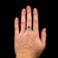 14K White Gold Estate Sapphire and Diamond Ring