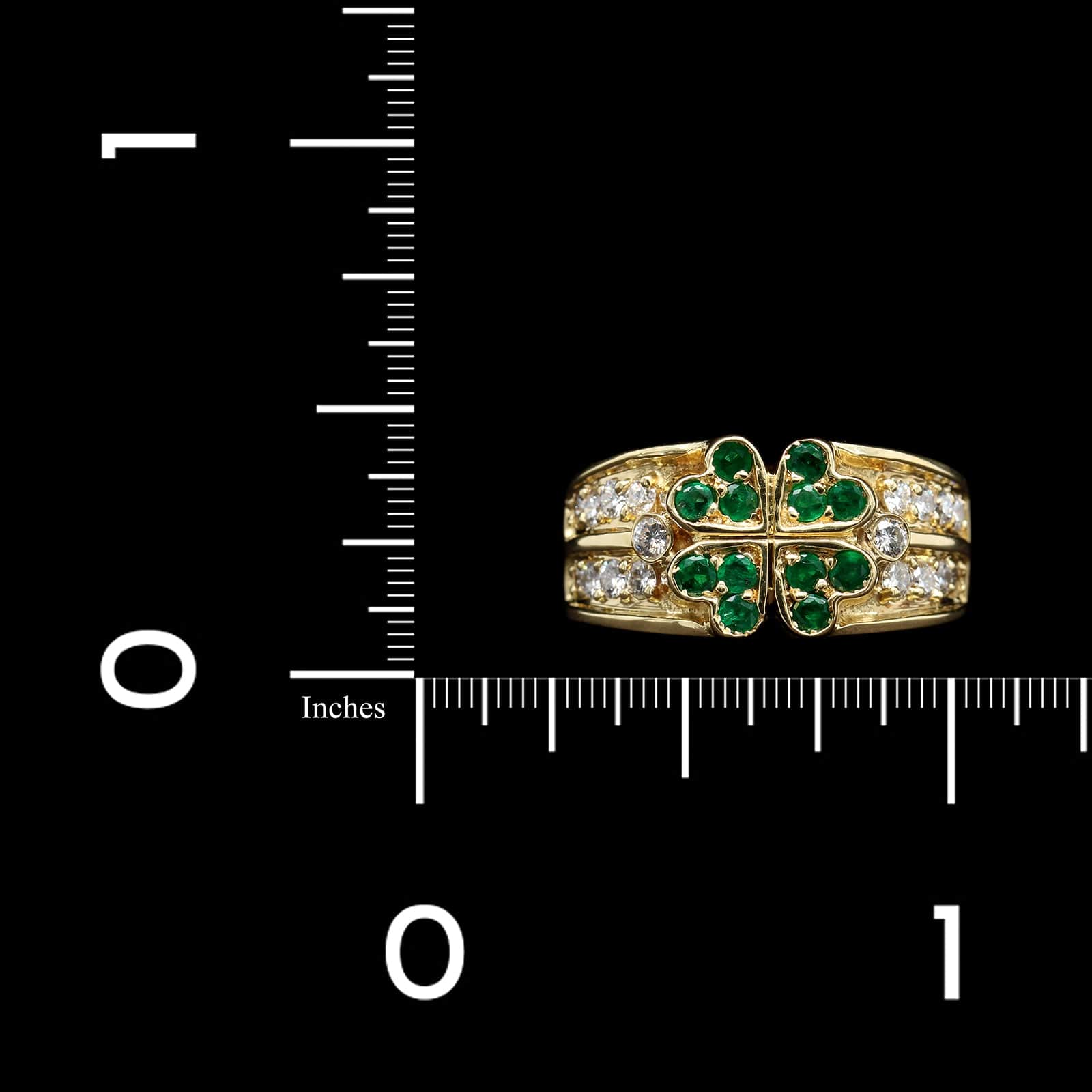 18k Yellow Gold Estate Emerald and Diamond Ring