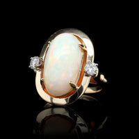 14K Yellow Gold Estate Opal and Diamond Ring