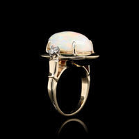 14K Yellow Gold Estate Opal and Diamond Ring