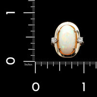 14K Yellow Gold Estate Opal and Diamond Ring