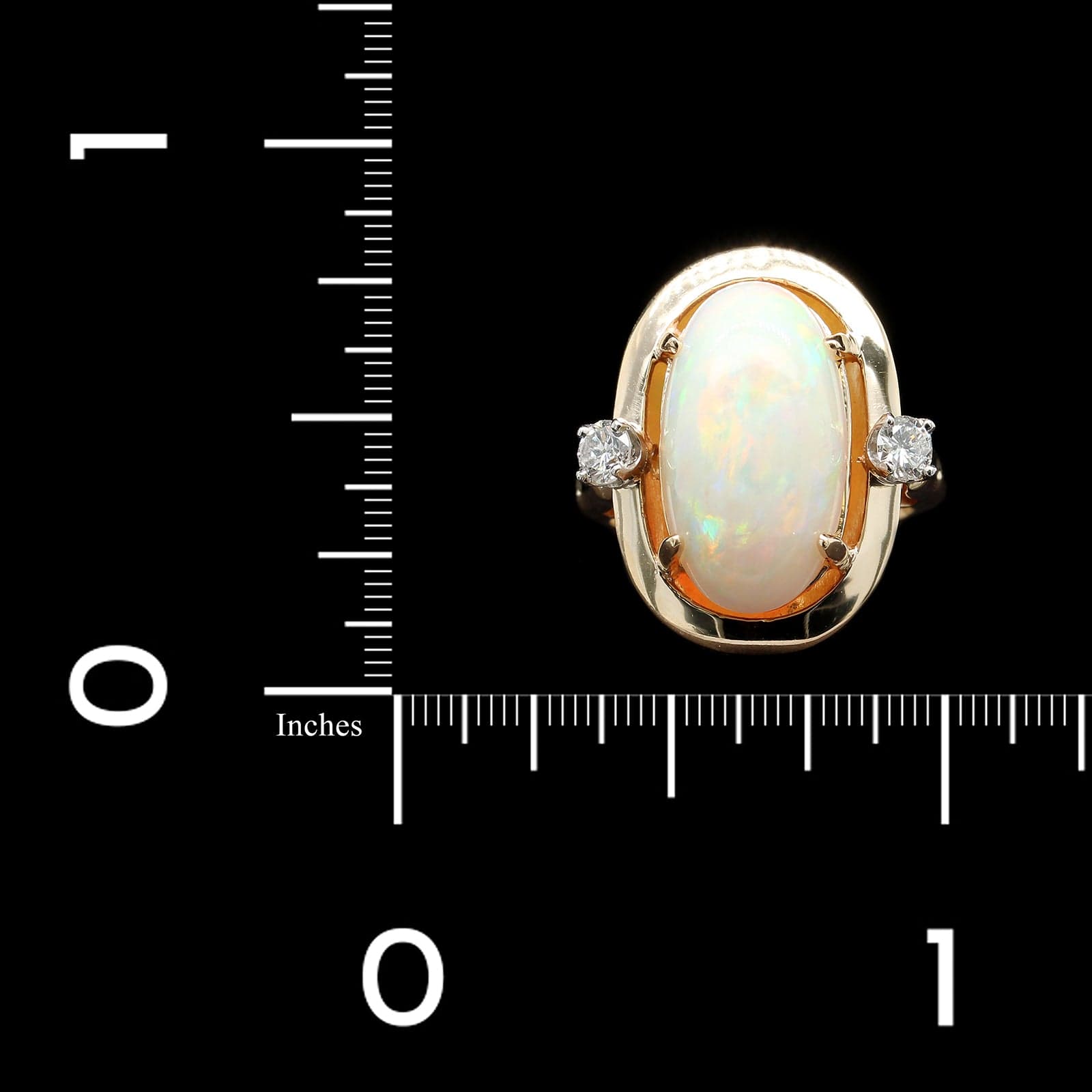 14K Yellow Gold Estate Opal and Diamond Ring