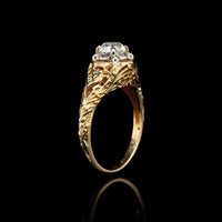 Vintage Jabel 18K Two-tone Gold Estate Diamond Solitaire Engagement Ring, 14k yellow and white gold, Long's Jewelers