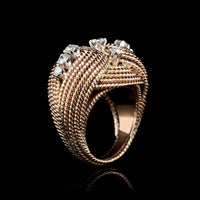 14K Yellow Gold Estate Ropetwist Diamond Ring