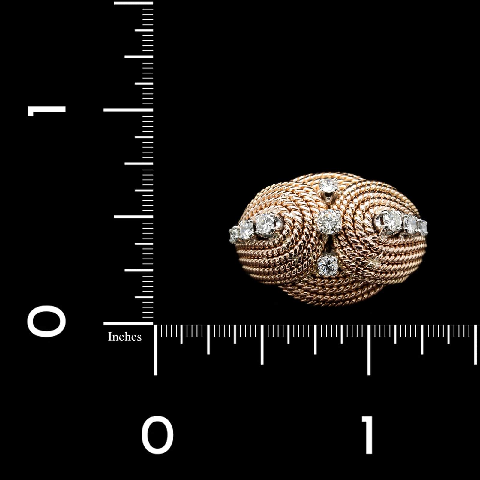 14K Yellow Gold Estate Ropetwist Diamond Ring