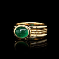 18K Yellow Gold Estate Emerald Ring