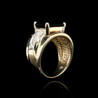 14K Yellow Gold Green Tourmaline and Diamond Ring